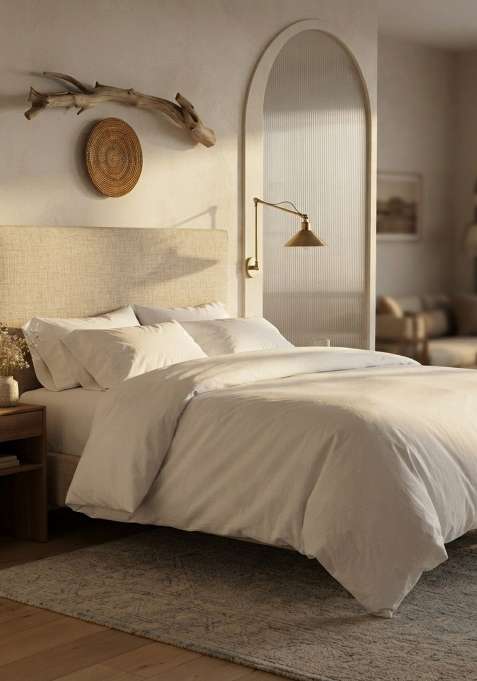 White Organic Brushed Cotton Solid Duvet Cover Sets
