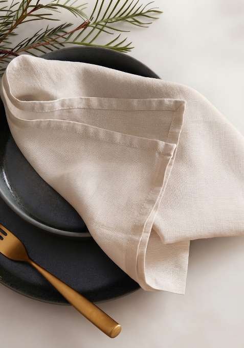 Ivory 100% Linen Solid Table Napkins