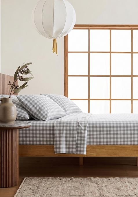 Blue Organic Cotton Gingam Checked Pillowcases