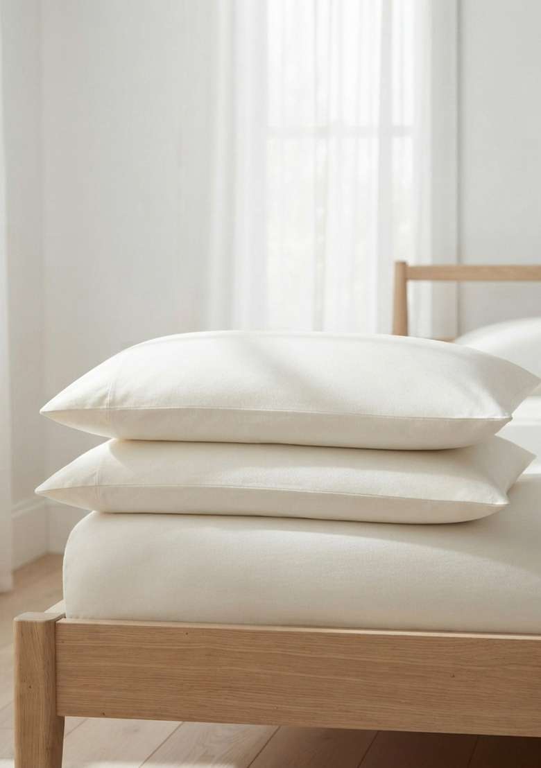 Ivory Organic Cotton Jersey Solid Pillowcases - Indya