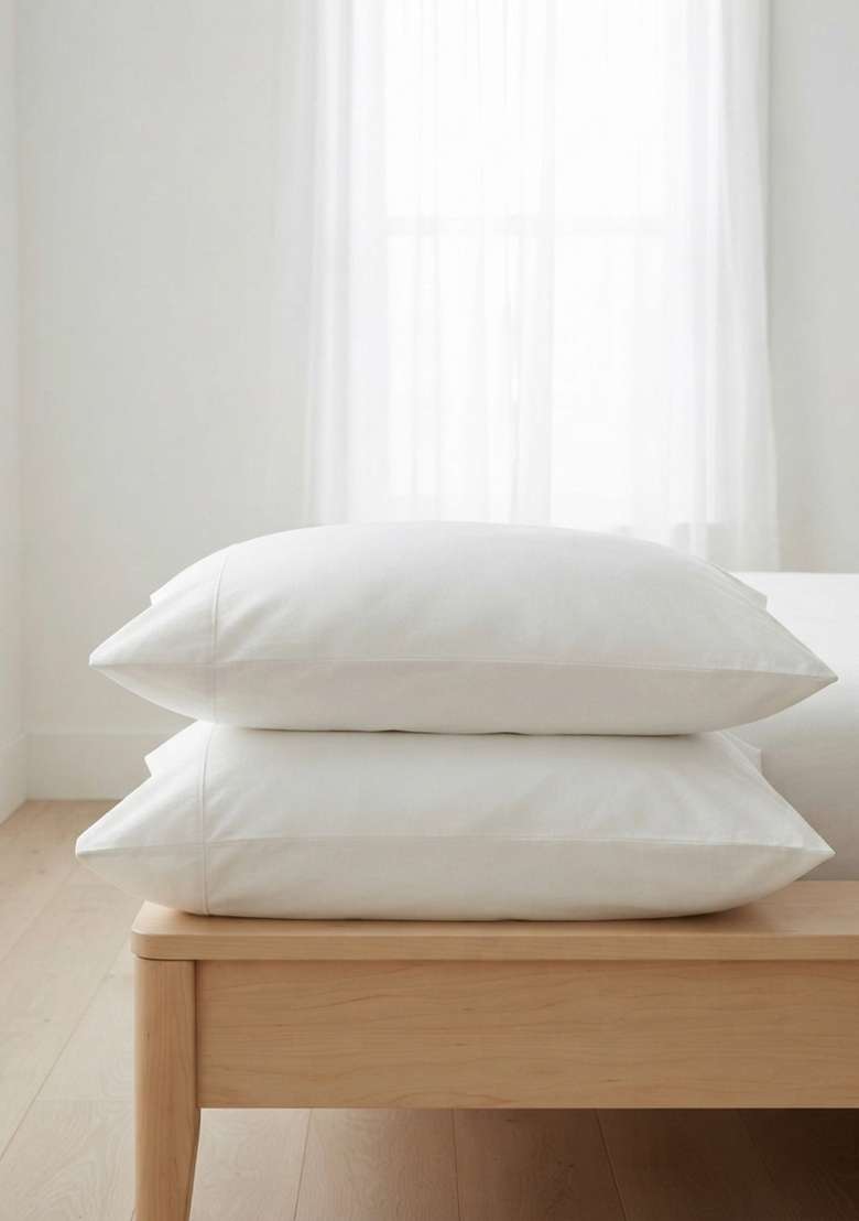White Organic Cotton Jersey Solid Pillowcases - Indya