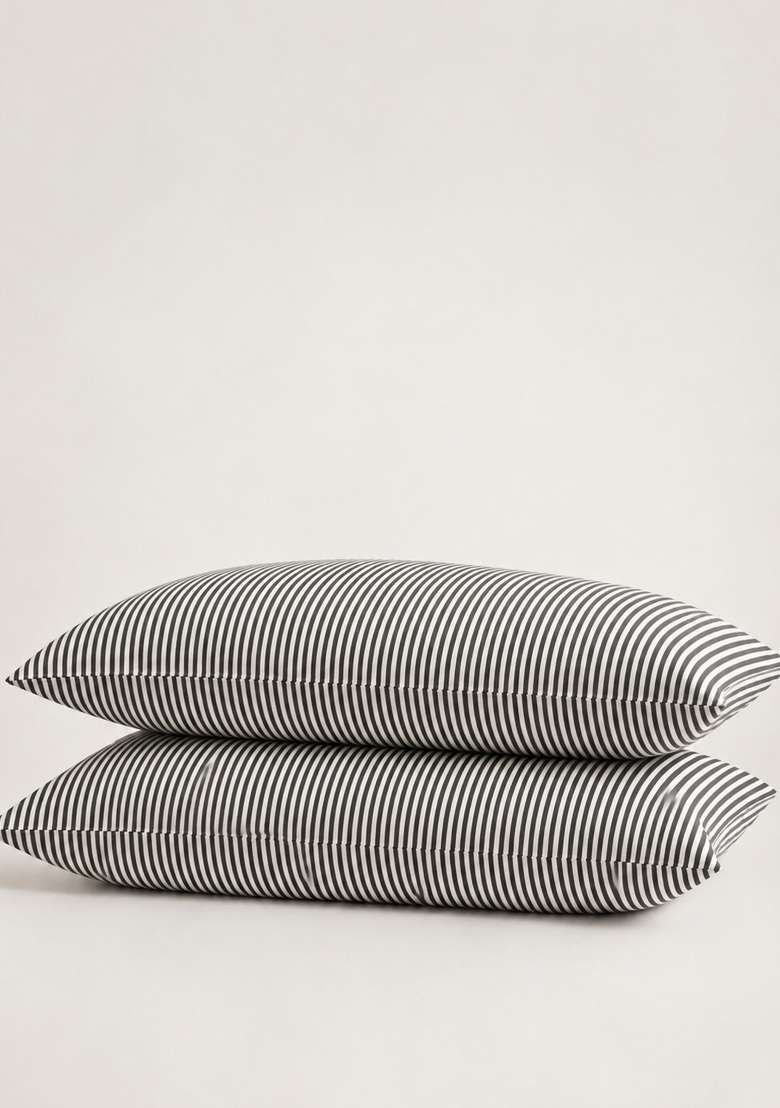 Black And White Organic Cotton Stripes Pillowcases - Indya