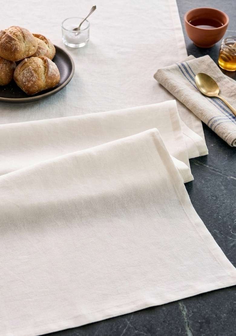 Ivory 100% Linen Solid Table Runners - Indya