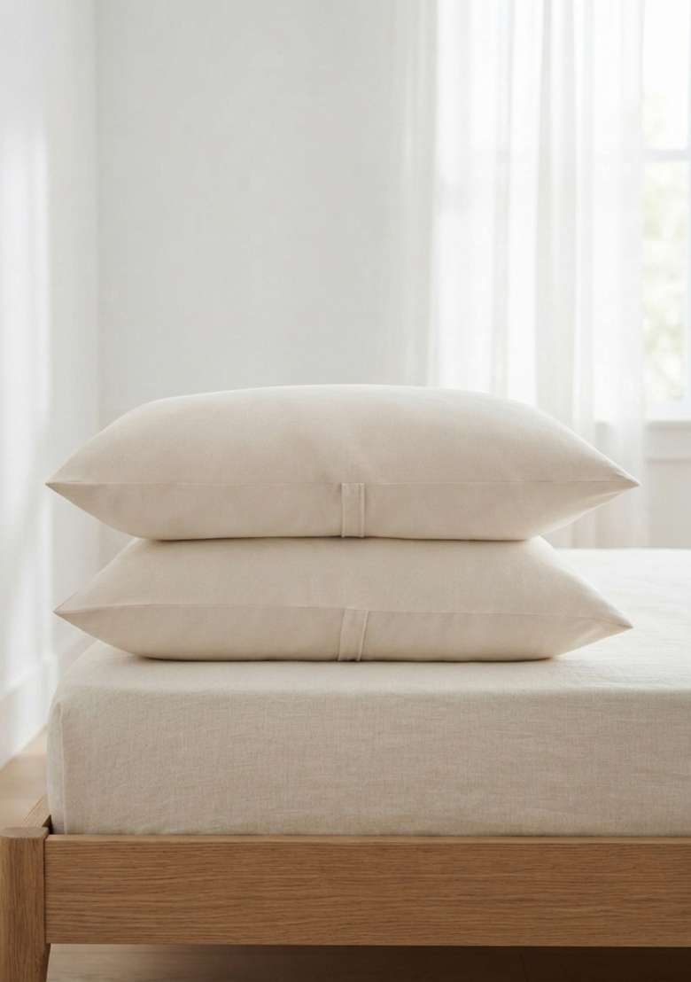 Ivory Organic Cotton Jersey Solid Sham Sets - Indya