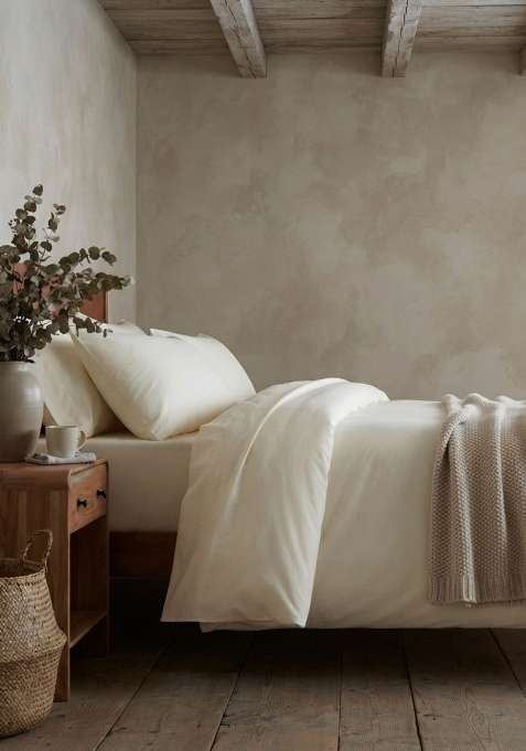 Ivory Organic Brushed Cotton Solid Sham Sets