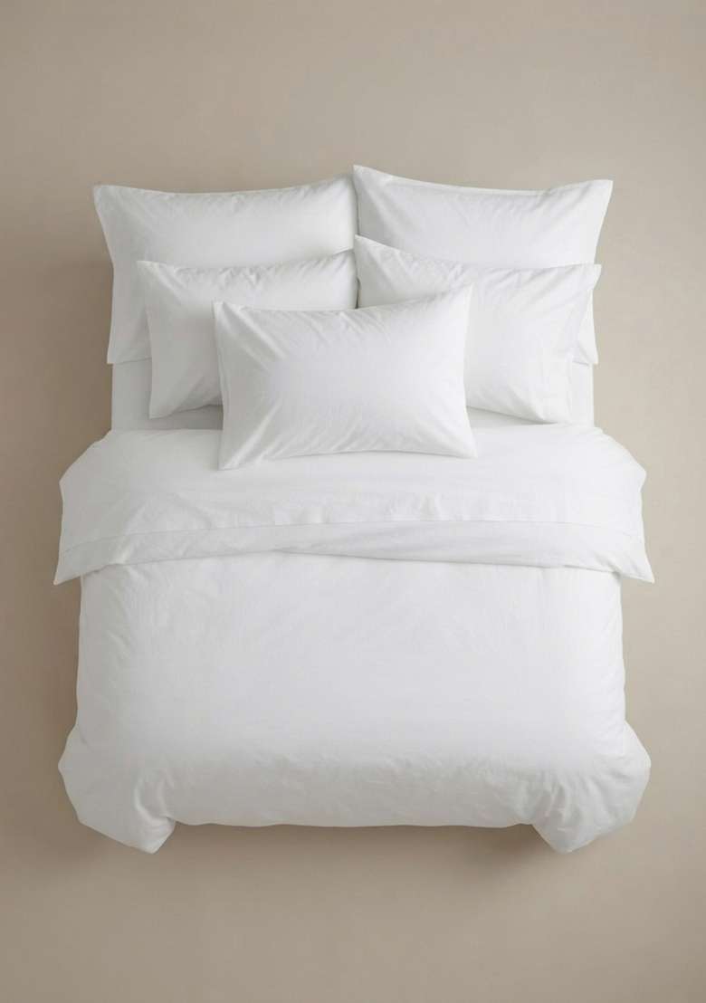 White Organic Brushed Cotton Solid Sham Sets - Indya