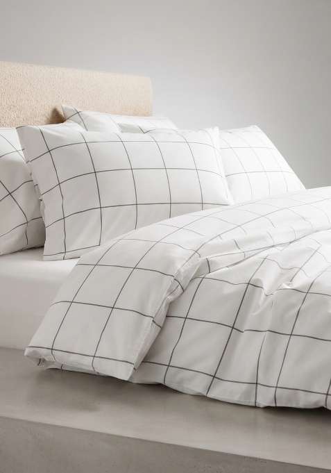 White With Black Lines Organic Cotton Checked Sham Sets