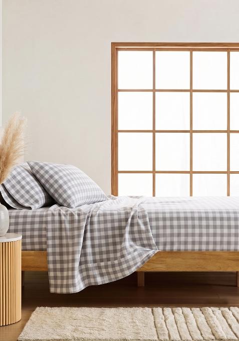 Blue Organic Cotton Gingam Checked Sheet Sets