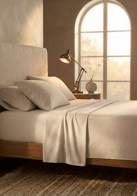 Ivory Organic Cotton Jersey Solid Sheet Sets