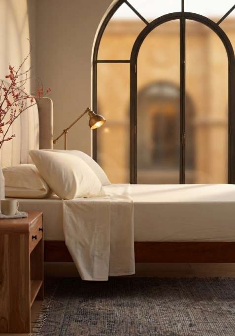 Ivory Organic Brushed Cotton Solid Sheet Sets