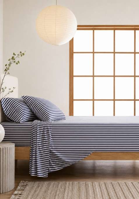 Black And White Organic Cotton Stripes Sheet Sets