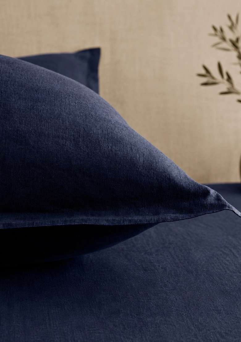 Navy European Linen Euro Sham - Indya