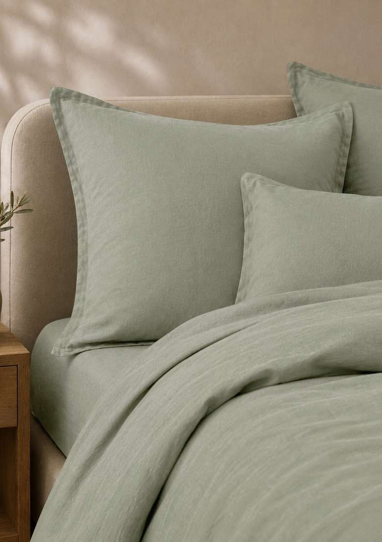 Olive European Linen Euro Sham - Indya