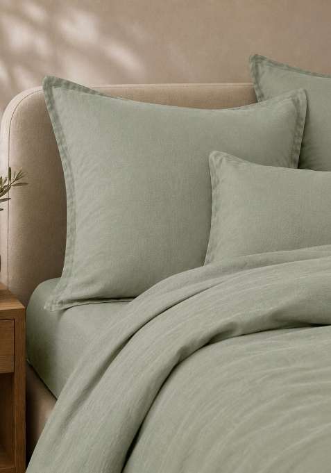 Olive 100% Linen European Linen Sham Set