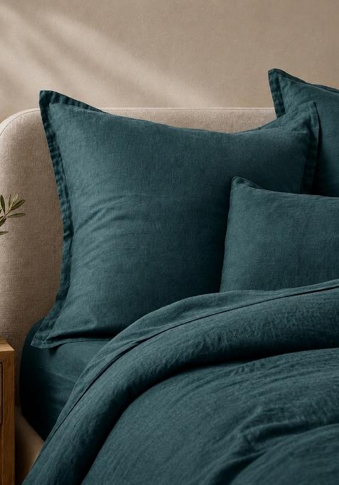Aqua 100% Linen European Linen Sham Set