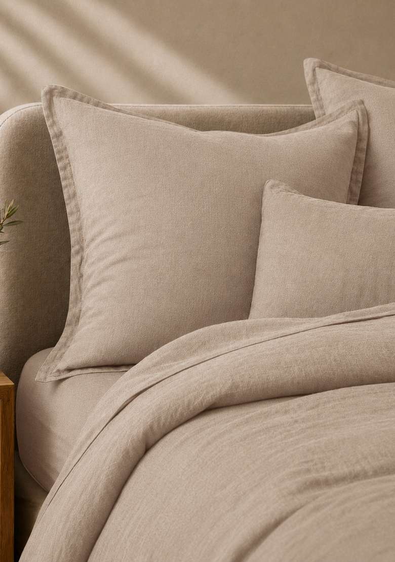 Tan European Linen Euro Sham - Indya