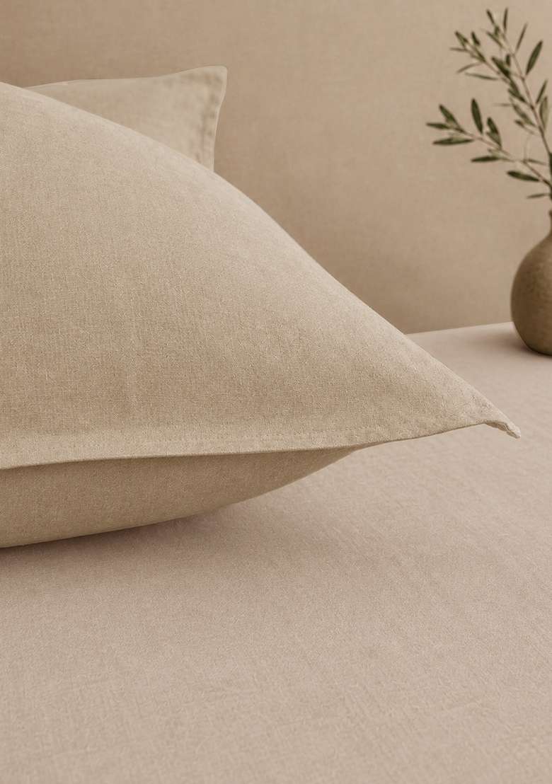 Tan European Linen Euro Sham - Indya