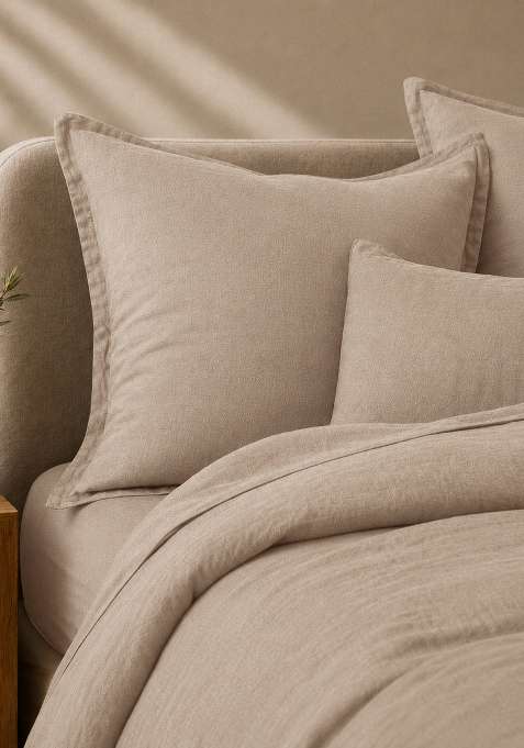 Tan 100% Linen European Linen Sham Set