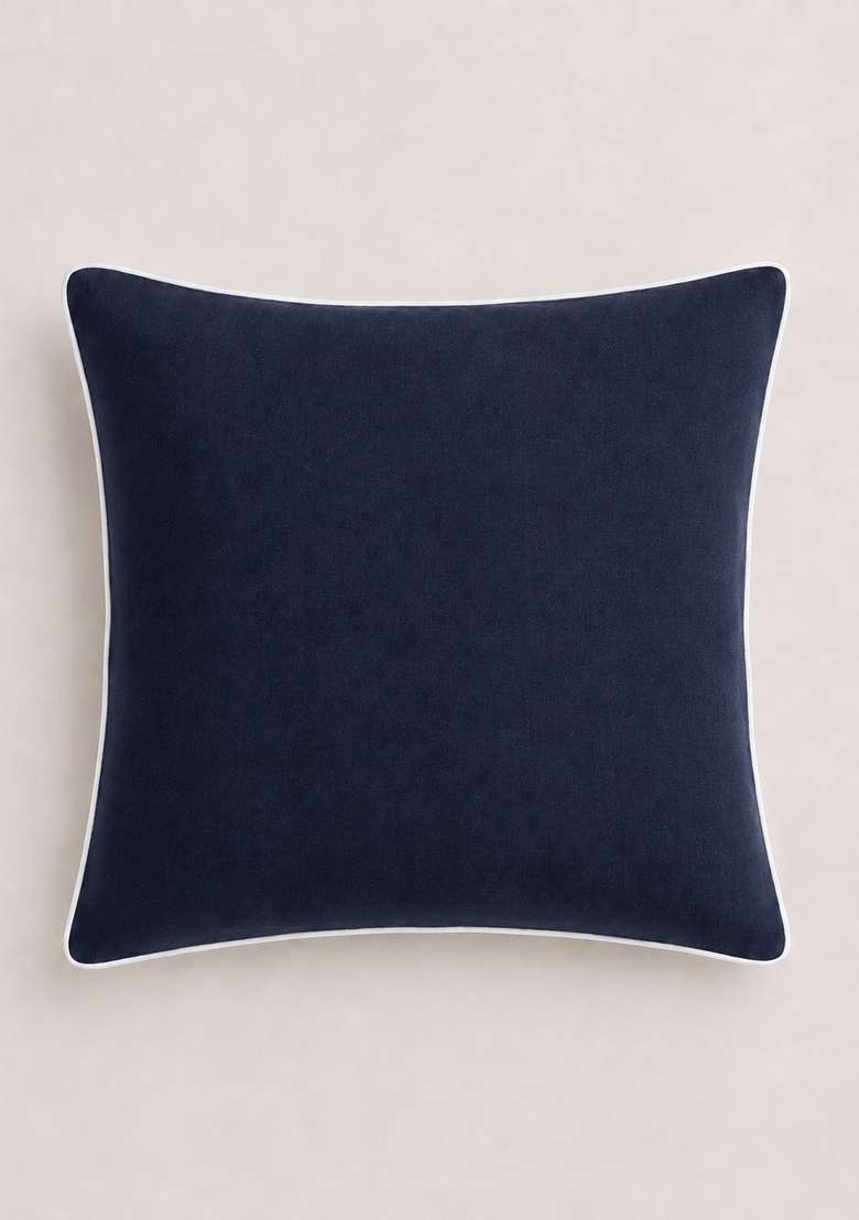 Navy European Linen Piped Euro Sham - Indya
