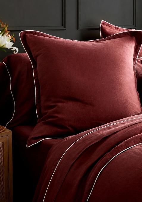 Berry 100% Linen European Linen Piped Euro Sham