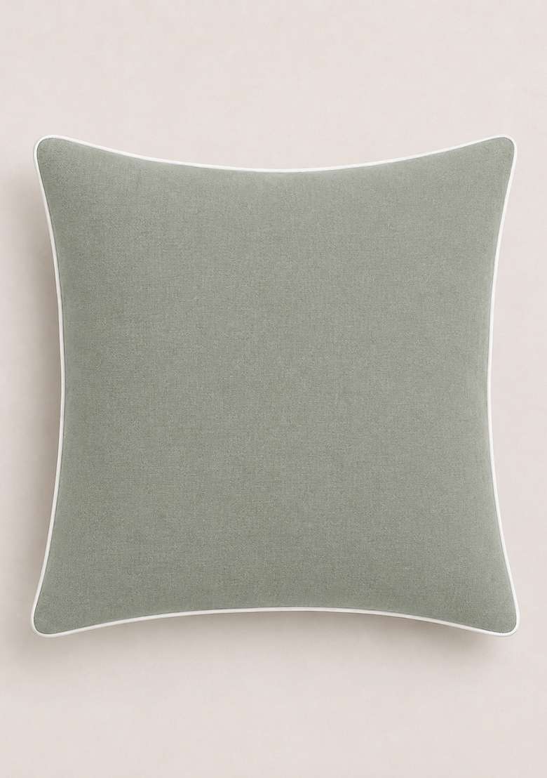 Olive European Linen Piped Euro Sham - Indya