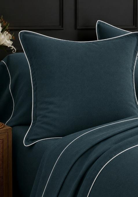 Aqua 100% Linen European Linen Piped Euro Sham