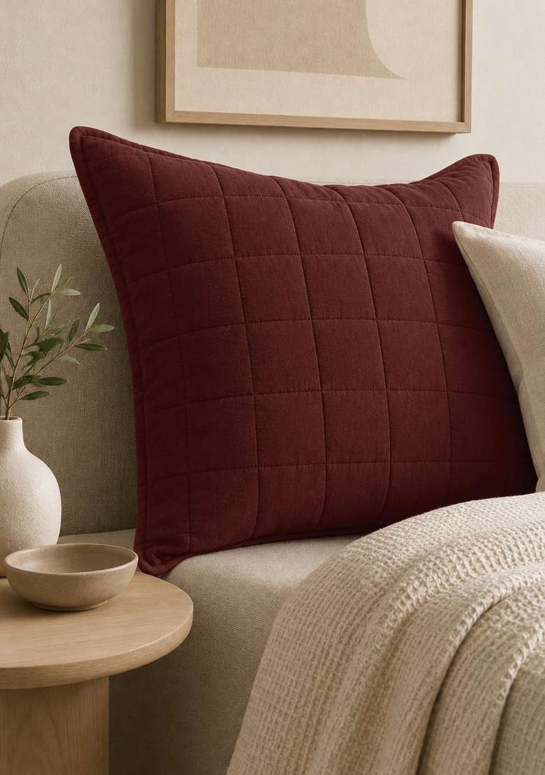 Berry European Linen Quilted Euro Sham - Indya