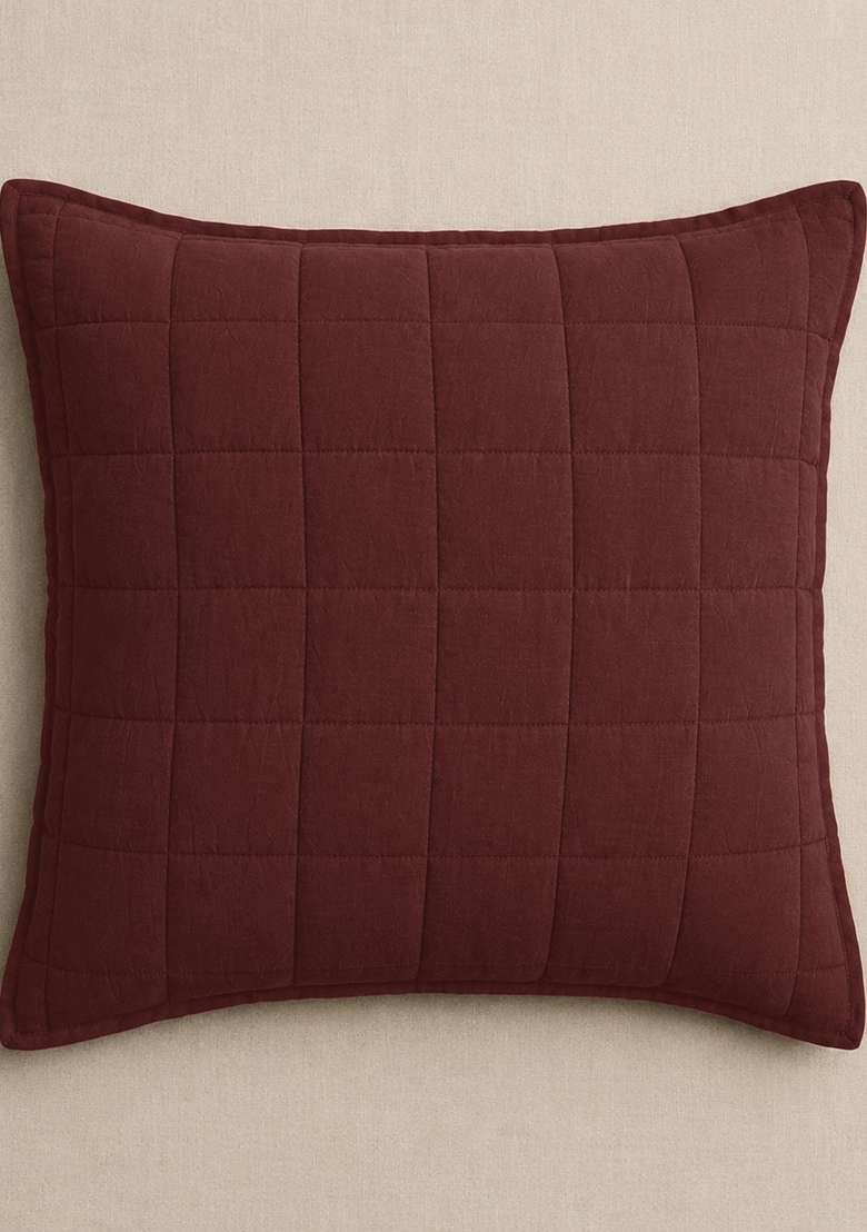 Berry European Linen Quilted Euro Sham - Indya