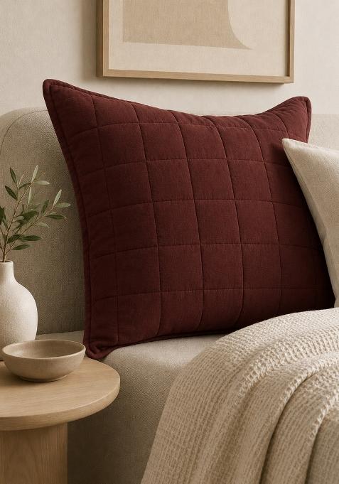Berry 100% Linen European Linen Quilted Sham Set