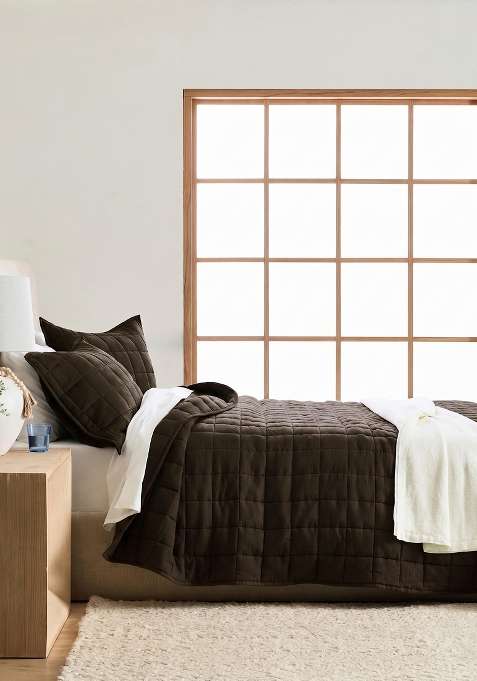 Coffee 100% Linen European Linen Quilt