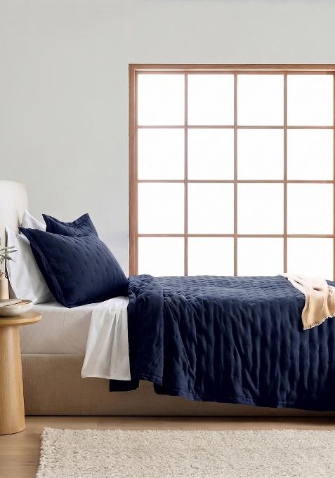 Navy 100% Linen European Linen dream quilt