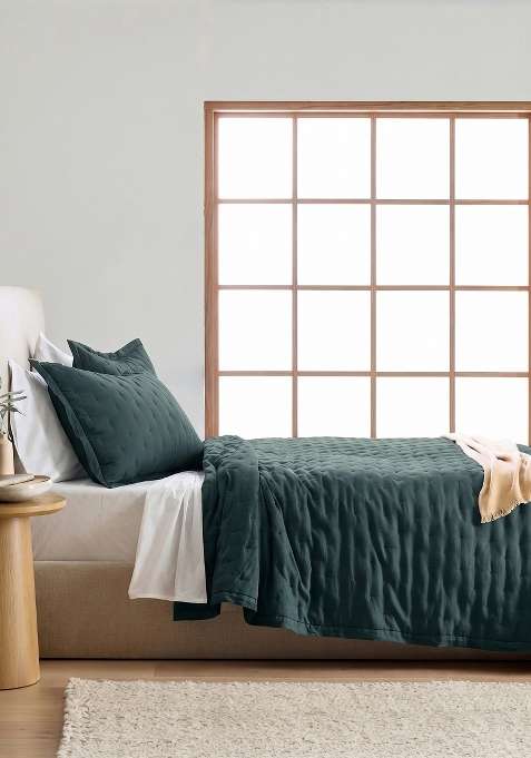 Olive 100% Linen European Linen dream quilt
