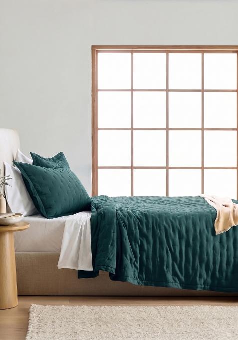 Aqua 100% Linen European Linen dream quilt