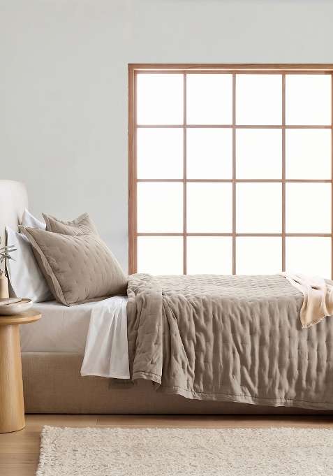 Tan 100% Linen European Linen dream quilt