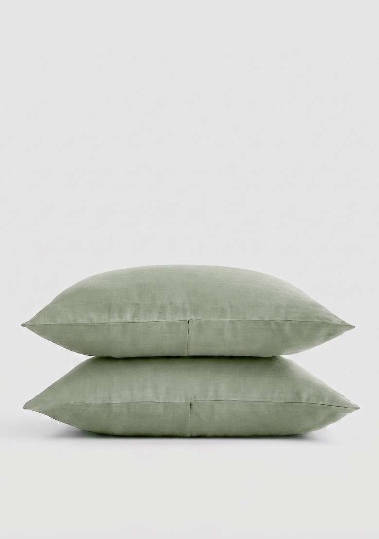 Olive European Linen Sham Set - Indya