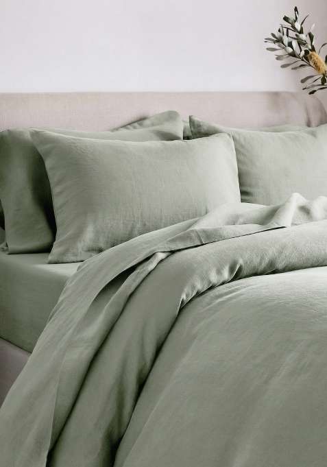 Olive 100% Linen European Linen Sham Set