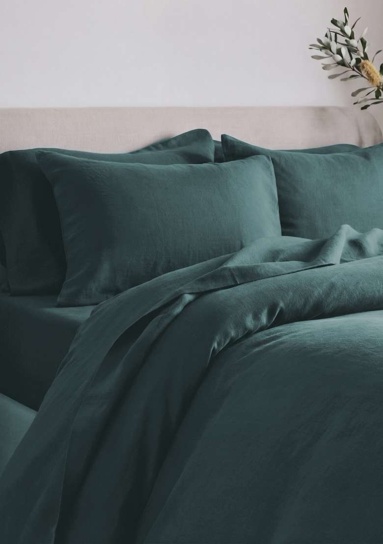Aqua European Linen Sham Set - Indya