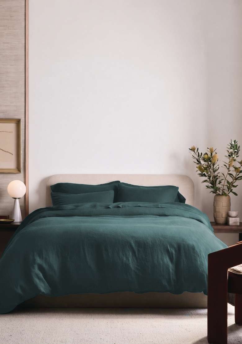 Aqua European Linen Sham Set - Indya