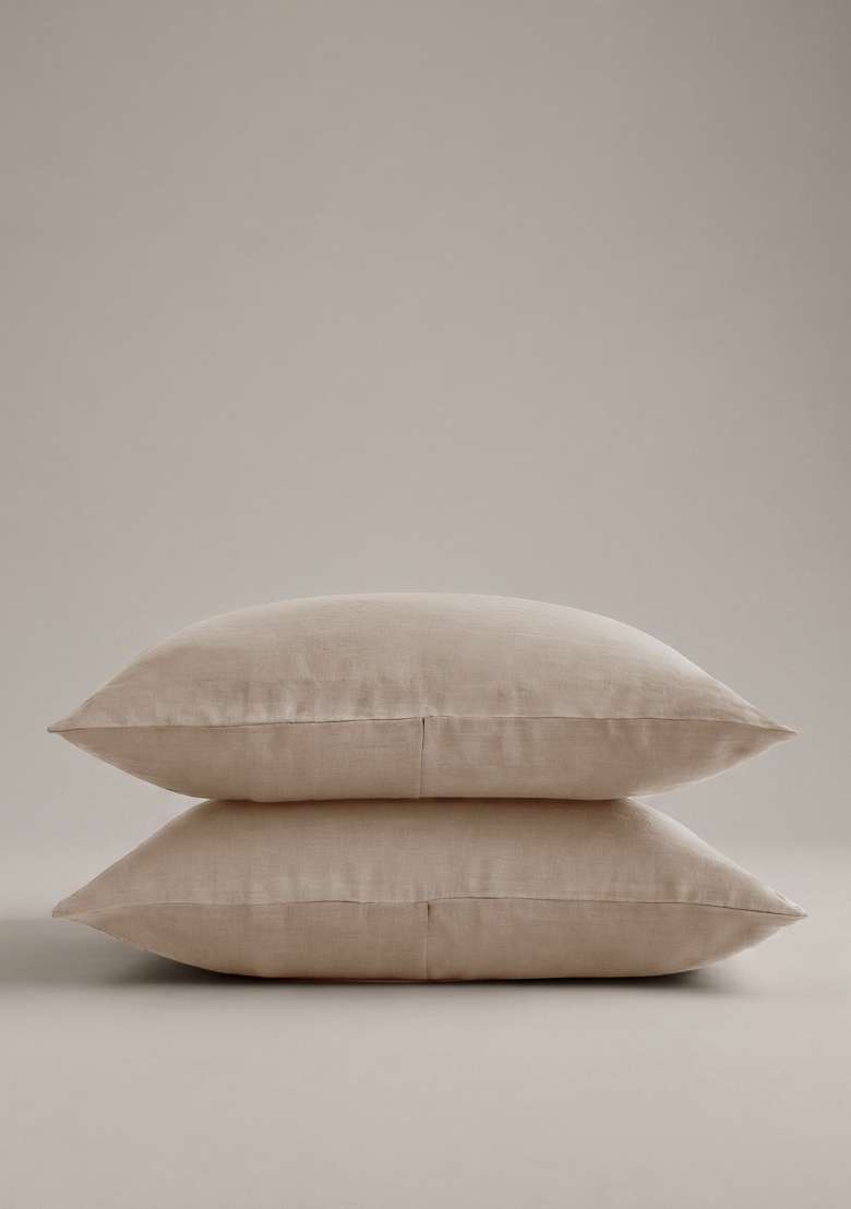 Tan European Linen Sham Set - Indya