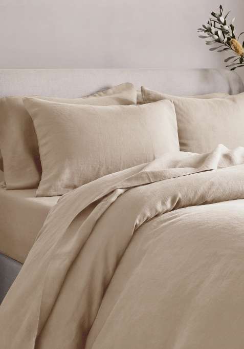 Tan 100% Linen European Linen Sham Set