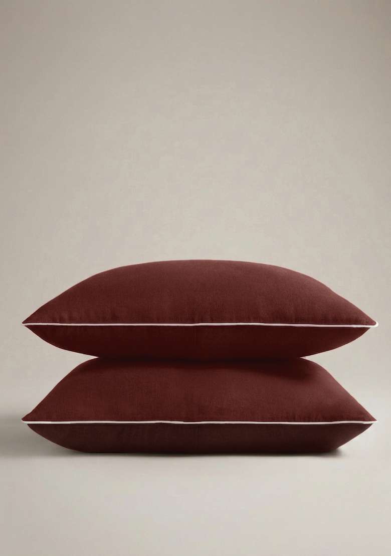 Berry European Linen Piped Pillowcase Set - Indya