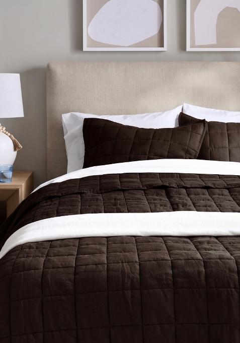 Berry 100% Linen European Linen Quilted Sham Set