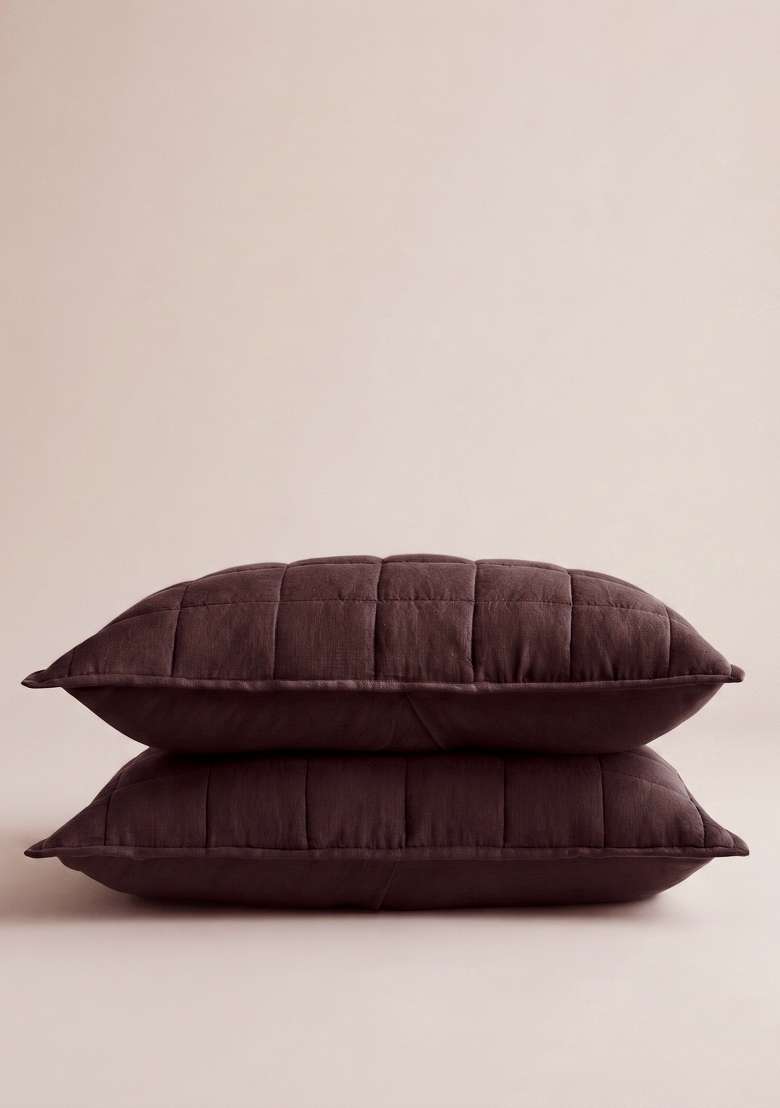 Coffeee European Linen Quilted Sham Set - Indya