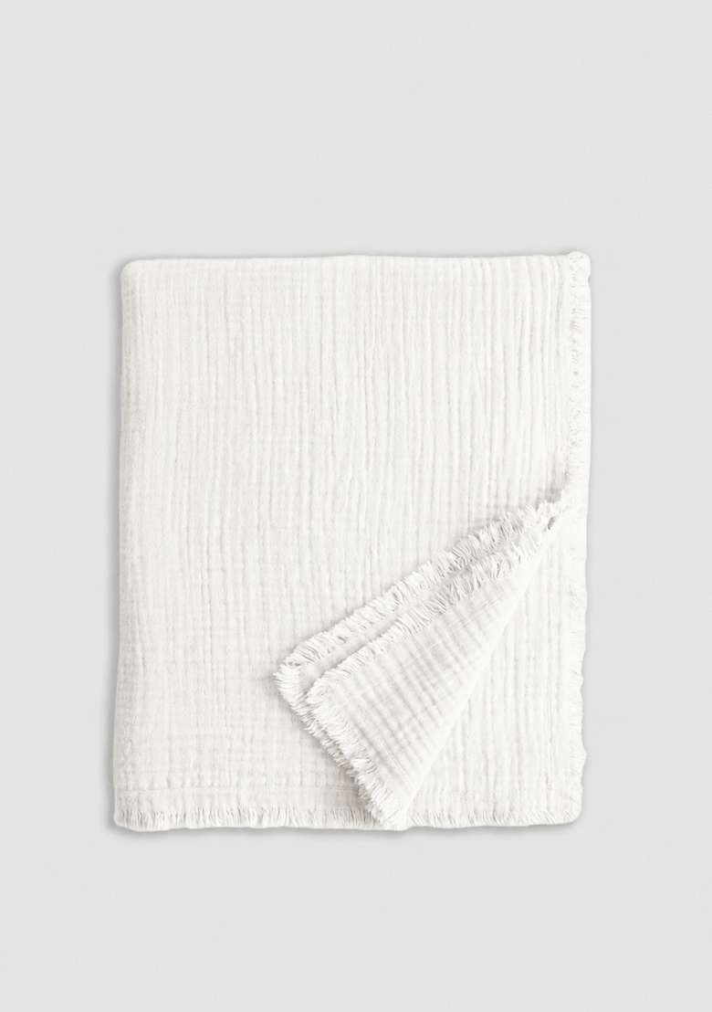 White Organic Cotton Gauze Throw - Indya