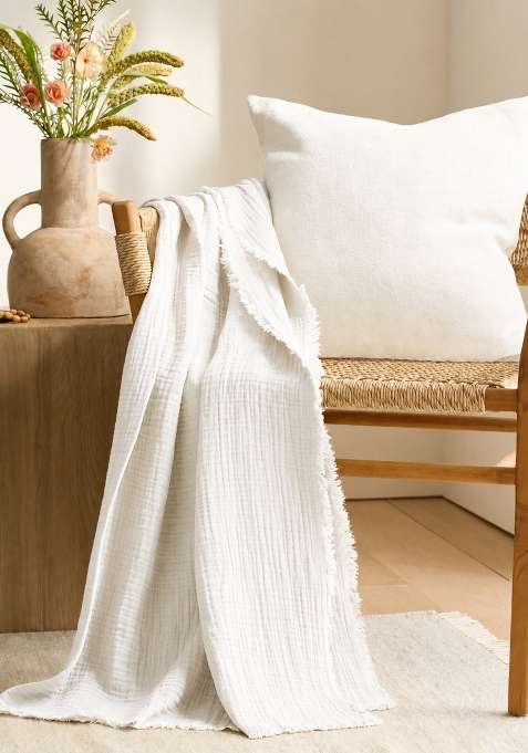Star White Organic Cotton Gauze Throw