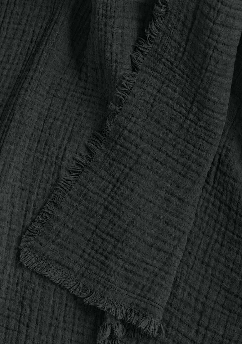 Charcoal Organic Cotton Gauze Throw - Indya