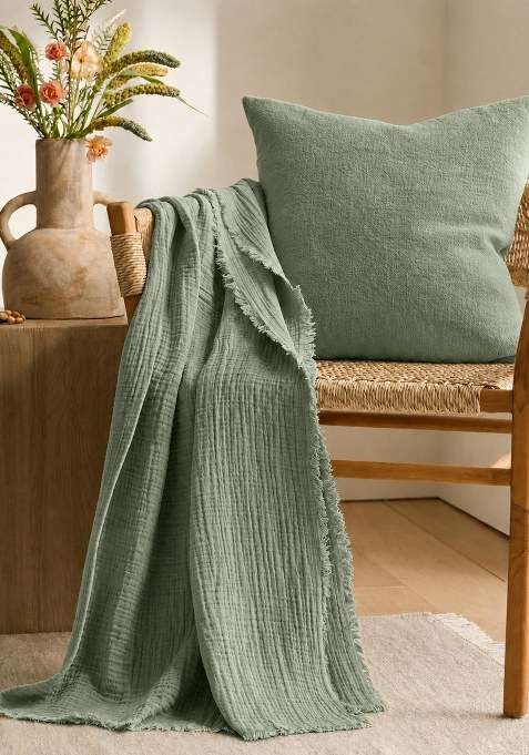 Salvia Organic Cotton Gauze Throw