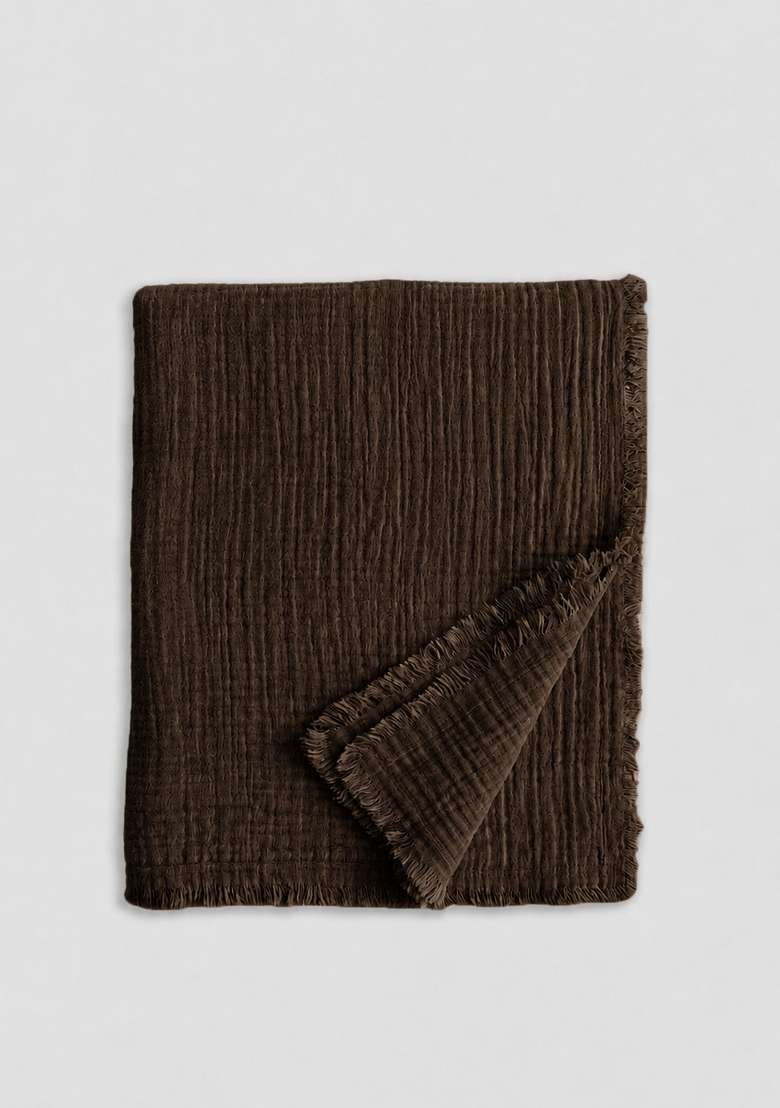Chocolate Organic Cotton Gauze Throw - Indya