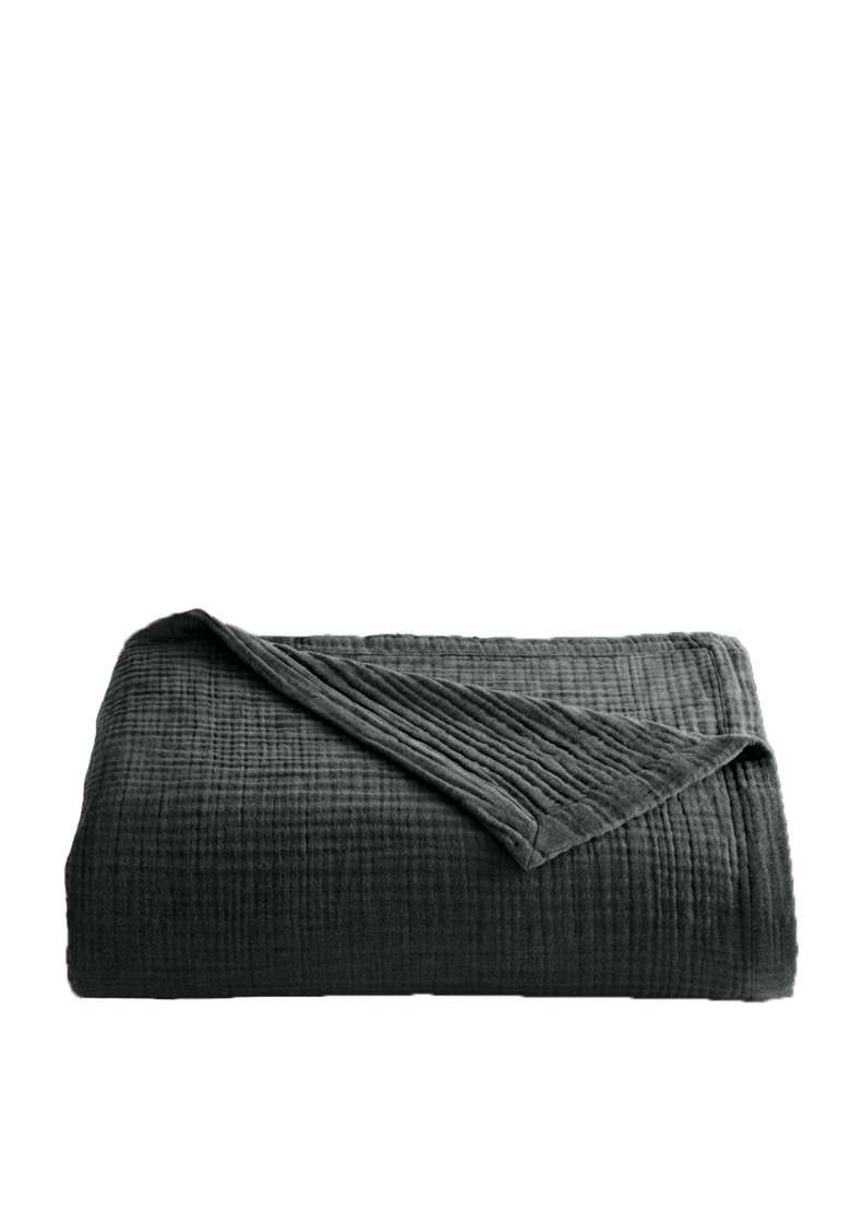 Charcoal Organic Cotton Gauze Blanket - Indya