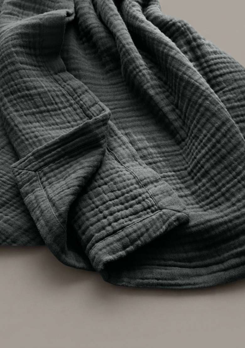 Charcoal Organic Cotton Gauze Blanket - Indya